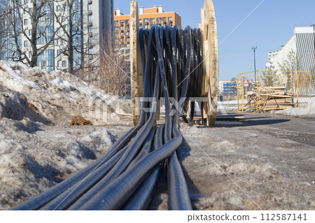 Laying of power cables. Laying of power cables. 112587141