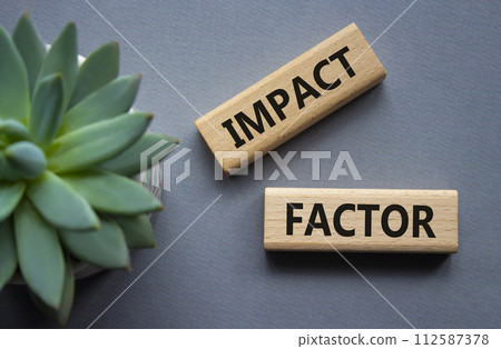 Impact Factor symbol. Wooden blocks with words Impact Factor. Beautiful grey background with succulent plant. Business and Impact Factor concept. Copy space. Impact Factor symbol. Wooden blocks with words Impact Factor. Beautiful grey background with succulent plant. Business and Impact Factor concept. Copy space. 112587378