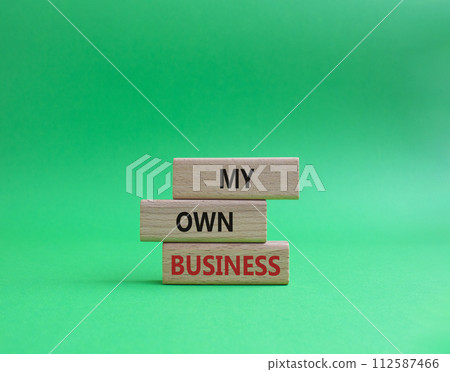 My own Business symbol. Concept words My own Business on wooden blocks. Beautiful green background Business and My own Business concept. Copy space. My own Business symbol. Concept words My own Business on wooden blocks. Beautiful green background Business and My own Business concept. Copy space. 112587466