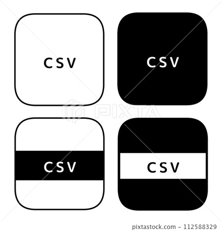 File extension CSV icon set 4 types (black and white) 112588329