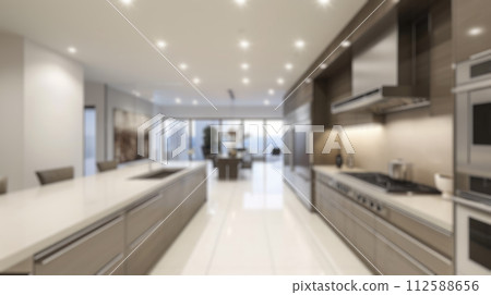 Modern Home Interior Kitchen Blurred Background. Resplendent. 112588656