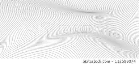 vector Illustration of the wavy pattern of black lines on white background.  112589074