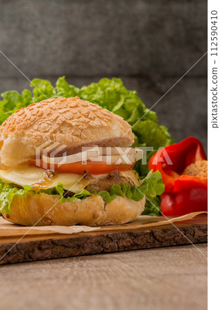 Homemade veggie burger Homemade veggie burger 112590410