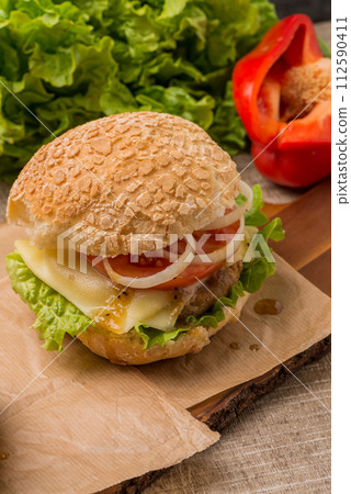 Homemade veggie burger 112590411