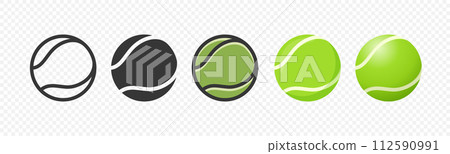 Flat Vector Tennis Ball Icon Set. Tennis Ball Design Template, Clipart for Sports Concepts, Competition Promotions, Advertisements, Graphics for a Tennis Event, Sports Content, Products, Logo Flat Vector Tennis Ball Icon Set. Tennis Ball Design Template, Clipart for Sports Concepts, Competition Promotions, Advertisements, Graphics for a Tennis Event, Sports Content, Products, Logo 112590991