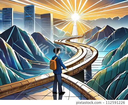Office worker at a crossroads 112591226