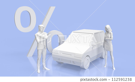 The car and percent symbol for Automotive finance concept 3d rendering. 112591238