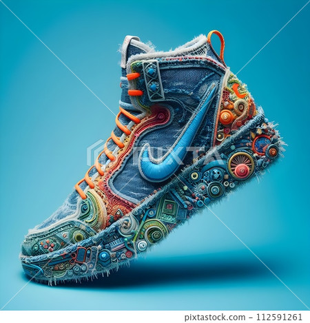 Amazing sneakers made from jeans. 112591261