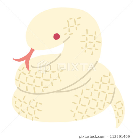Illustration of a white snake (golden scales version) 112591409