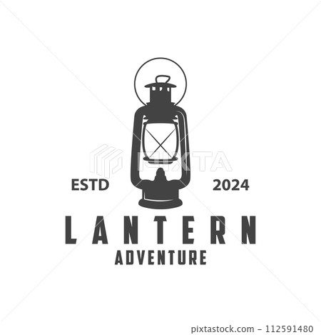 Lantern Logo Design Street Lamp Old Classic Vintage Minimalist Illustration Template 112591480