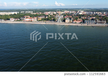 Baltic sea beach with Zelenogradsk embankment. Kaliningrad region 112591663