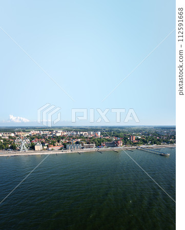 Baltic sea beach with Zelenogradsk embankment. Kaliningrad region 112591668