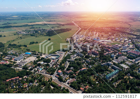 Aerial panorama view from drone on Svetlogorsk town Aerial panorama view from drone on Svetlogorsk town 112591817