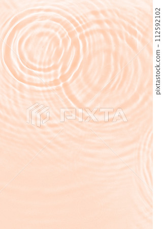 Abstract water texture, surface with drops, rings and ripple. Flat lay, top view, background 112592102