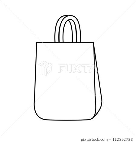 Paper bag for shopping or gifts, doodle style flat vector outline for coloring book 112592728