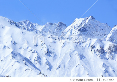 Northern Alps Goto Tateyama Mountain Range, Fuki-no-tai in March Northern Alps Goto Tateyama Mountain Range, Fuki-no-tai in March 112592762