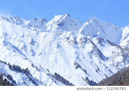 Northern Alps Goto Tateyama Mountain Range, Fuki-no-tai in March 112592783