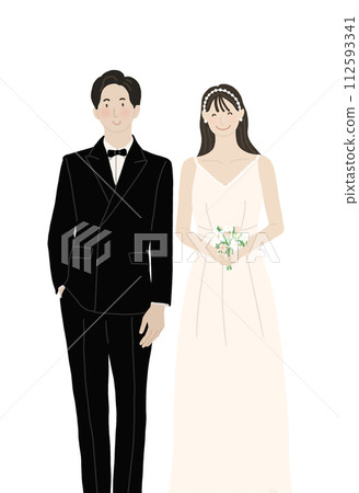 silhouette of a bride and groom silhouette of a bride and groom 112593341