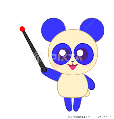 Crayon illustration of a panda raising its hand and holding a pointing stick Crayon illustration of a panda raising its hand and holding a pointing stick 112593608