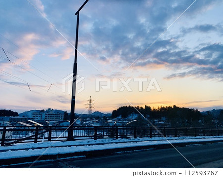 Tracks dyed at sunset 112593767