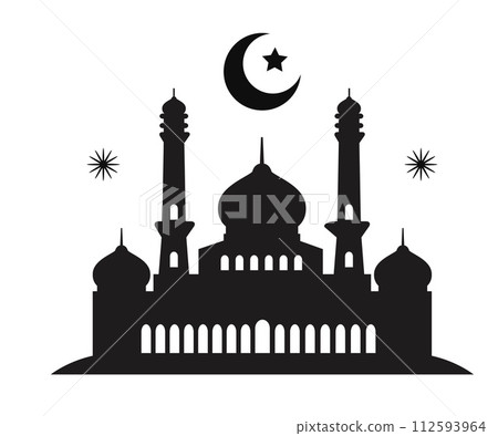 Mosque silhouette ramadan kareem background. 112593964