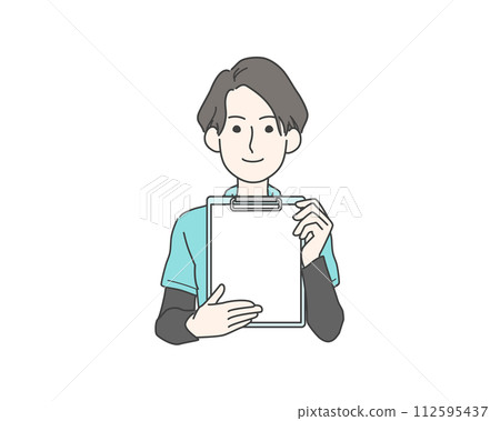 微笑的女士出示文件(估價、合約) 微笑的女士出示文件(估價、合約) 112595437