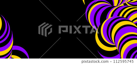Abstract twisted tube background. Black yellow purple striped knot concept wallpaper. Liquid pipe or cord shape for banner, poster, flyer, booklet, brochure, leaflet. Vector flowing rope line backdrop Abstract twisted tube background. Black yellow purple striped knot concept wallpaper. Liquid pipe or cord shape for banner, poster, flyer, booklet, brochure, leaflet. Vector flowing rope line backdrop 112595745
