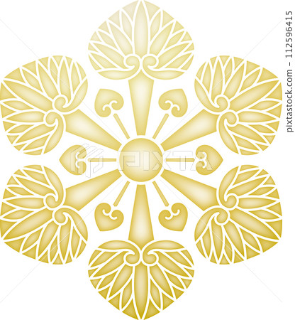 Family crest Banshu six hollyhocks [gold] 112596415