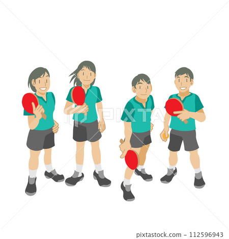 Illustration of junior players playing table tennis Illustration of junior players playing table tennis 112596943