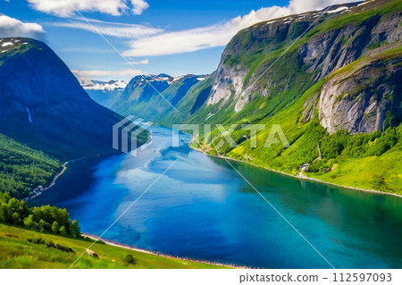 panorama of the lake in summer 112597093