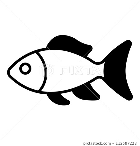 black vector fish icon on white background 112597228