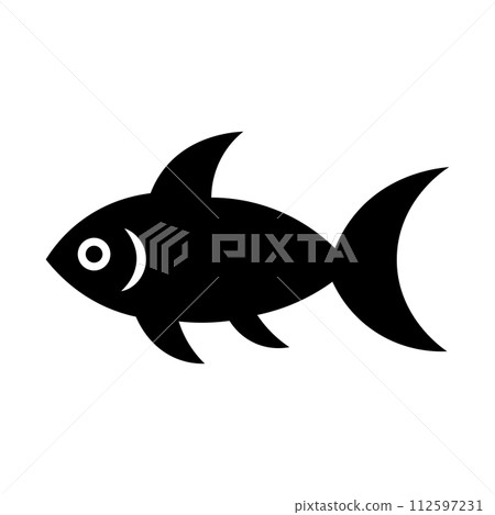 black vector fish icon on white background 112597231