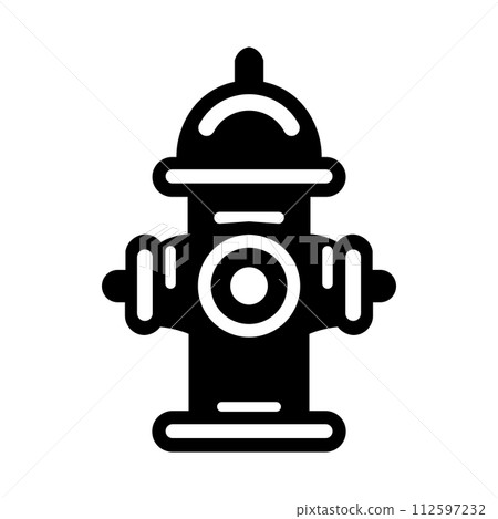 black vector fire hydrant icon on white background 112597232