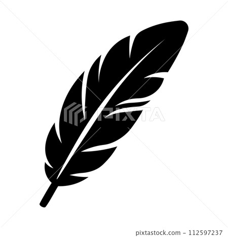 black vector feather icon on white background 112597237