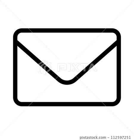 black vector envelope icon on white background 112597251