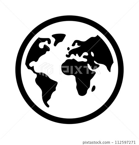 black vector earth icon on white background 112597271