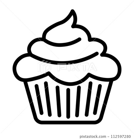 black vector cupcake icon on white background 112597280