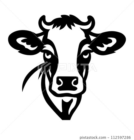 black vector cow icon on white background 112597286