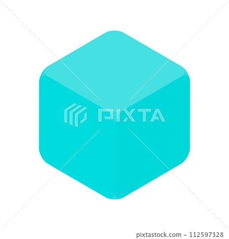 Light blue rounded corner cube - simple isometric design cube-shaped material Light blue rounded corner cube - simple isometric design cube-shaped material 112597328
