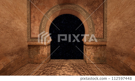 stone wall walkway 112597448