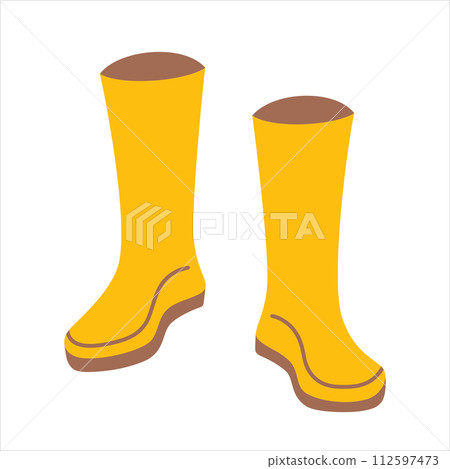 Rubber boots icon, vector illustration of waterproof gumboots, pair of shoes for rainy weather, gardening and farming footwear, wellington boots for spring and autumn 112597473