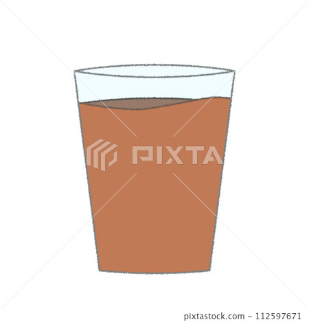 杯子裡的飲料的蠟筆插圖 112597671