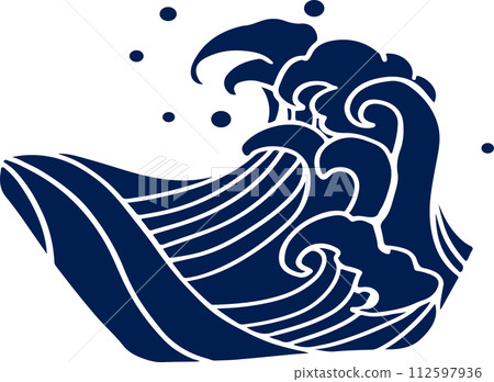 波浪插畫剪影素材 112597936