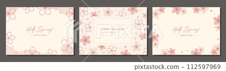 Cherry blossom material set frame background vector illustration simple stylish Cherry blossom material set frame background vector illustration simple stylish 112597969