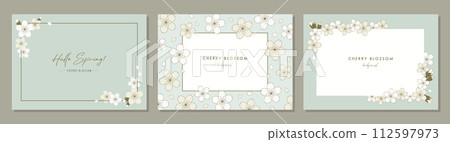 Cherry blossom material set frame background vector illustration simple stylish Cherry blossom material set frame background vector illustration simple stylish 112597973