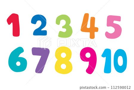 Illustration of colorful numbers handwritten style Illustration of colorful numbers handwritten style 112598012