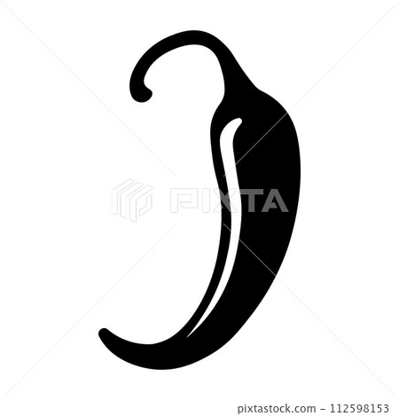black vector chilli icon on white background 112598153