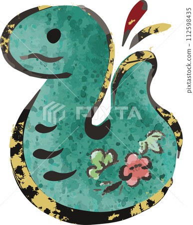 新年賀卡2025新年賀卡2025蛇年蛇年蛇地鈴蛇蛇水墨畫印刷水彩手繪插畫 112598435