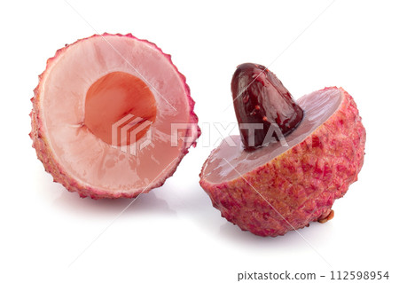 Fresh lychee or litchi fruit isolated on a white background Fresh lychee or litchi fruit isolated on a white background 112598954