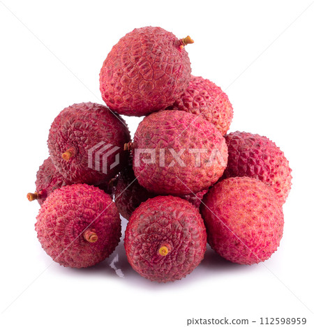 Fresh lychee or litchi fruit isolated on a white background Fresh lychee or litchi fruit isolated on a white background 112598959